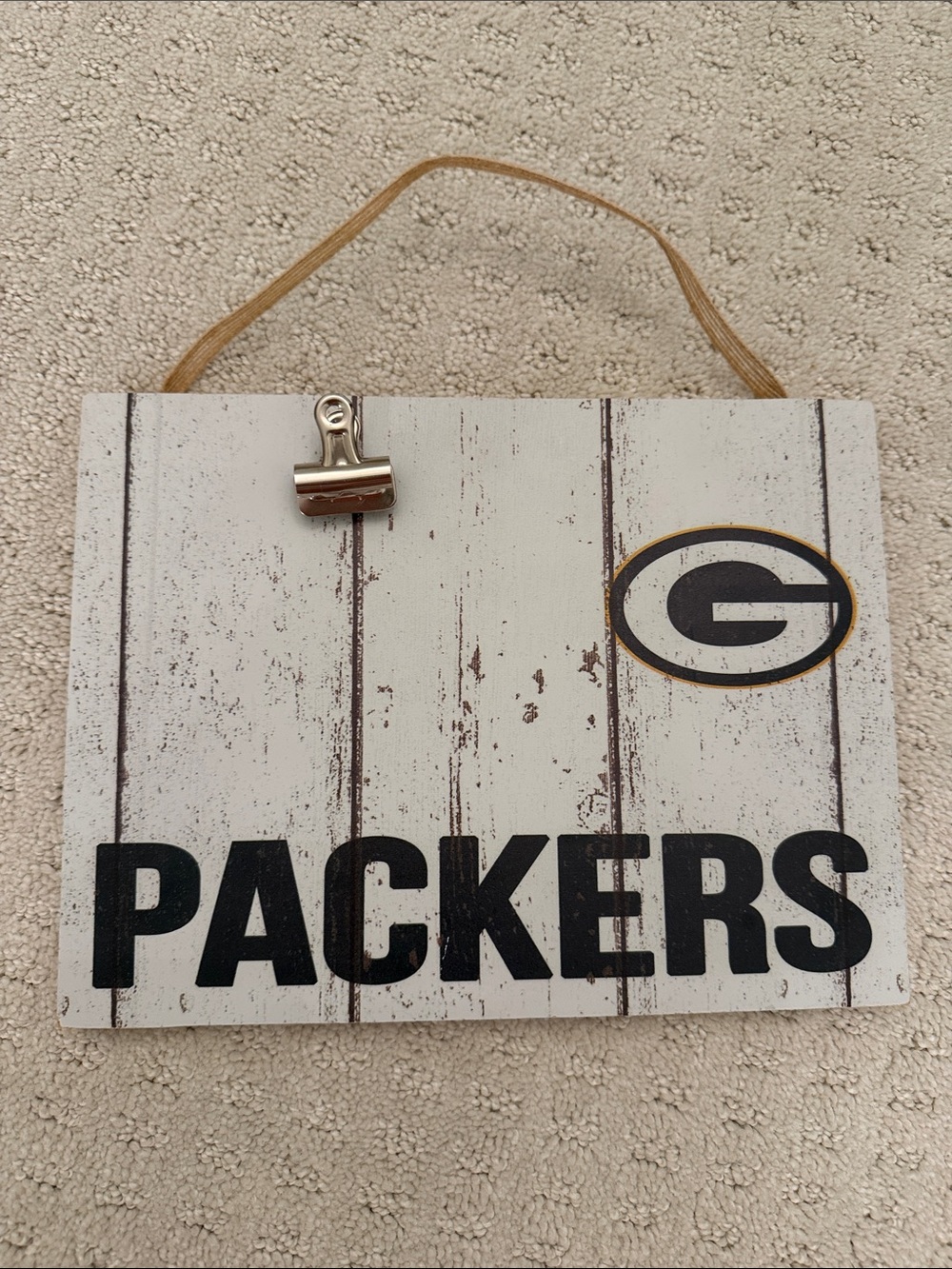 Green Bay Packers Rustic White Wall Sign or photo holder - 10” wide by 8” tall